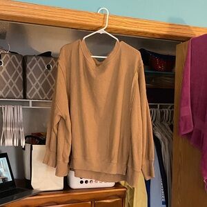Aerie V-Neck Sweater in Tan